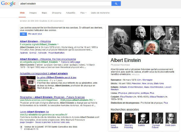 Encart Google Graph Einstein