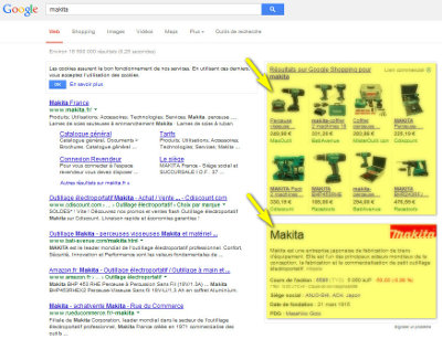 Résultats universels Google Shopping et Knowledge Graph